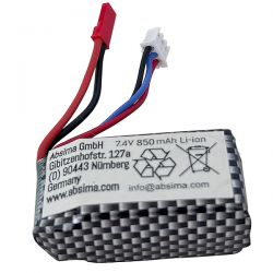 Absima batterie li-po option 7.4v 850mah pour modèle 1/20 J-026-50