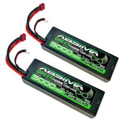 Absima lot de deux batteries Li-Po 2S 7,4v 5000mAh 50c