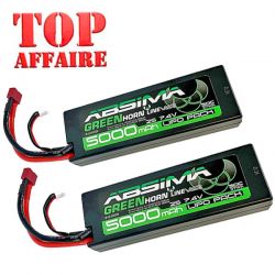 Absima lot de deux batteries Li-Po 2S 7,4v 5000mAh 50c
