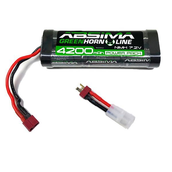 Absima lot de deux batteries Ni-Mh 7,2V 4200mAh prise Dean +  adaptateurTamiya