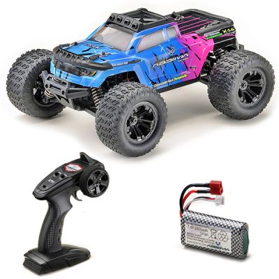 Absima mini Monster Truck 4WD 1/16 carrosserie rose et bleue 16007