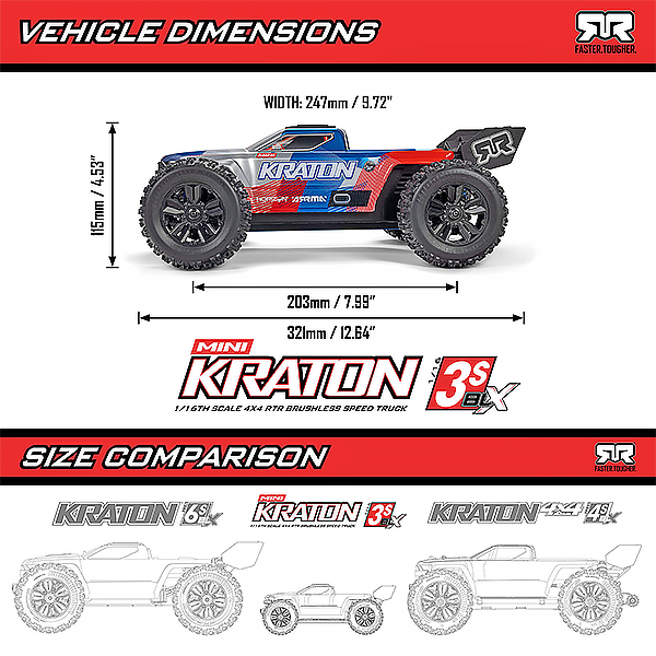 ARRMA Mini Kraton Brushless 3S 1/16 4WD RTR rose et turquoise ARA2508ST2