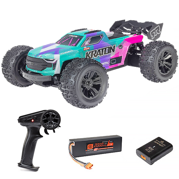 ARRMA Mini Kraton Brushless 3S 1/16 4WD RTR rose et turquoise ARA2508ST2