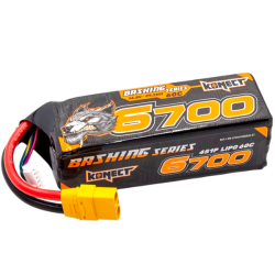 Batterie boitier souple Li-Po Konect 4S 6700mAh 14.8V 60C prise XT-90 Bashing
