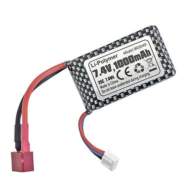 Batterie Li-Po 1000mAh 7,4v + Adaptateur Deans m&acirc;le / Micro Tamiya femelle