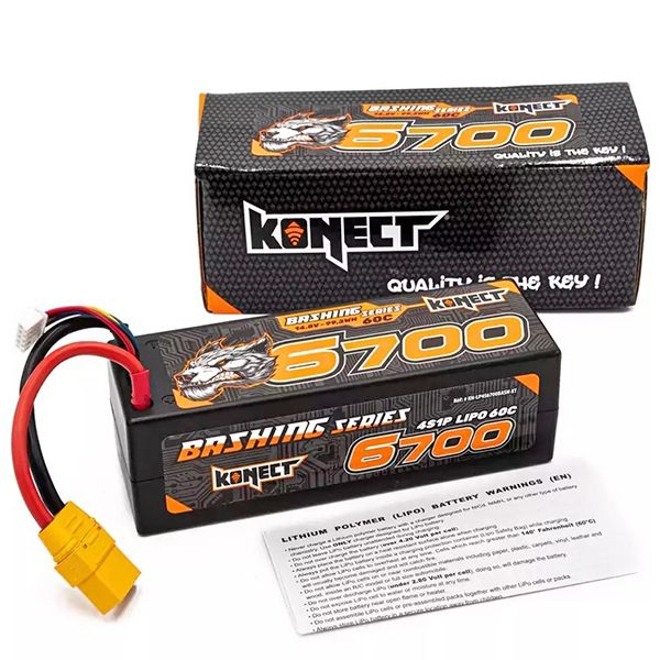 Batterie Li-Po Konect 4S 6700mAh 14.8V 60C prise XT-90 Bashing