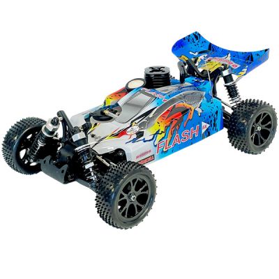 Buggy 1/10 thermique MHD Flash carrosserie bleue et blanche