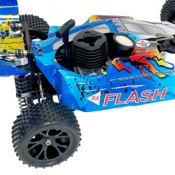 Buggy 1/10 thermique MHD Flash carrosserie bleue et blanche