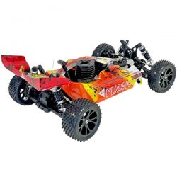 Buggy 1/10 thermique MHD Flash carrosserie jaune et rouge