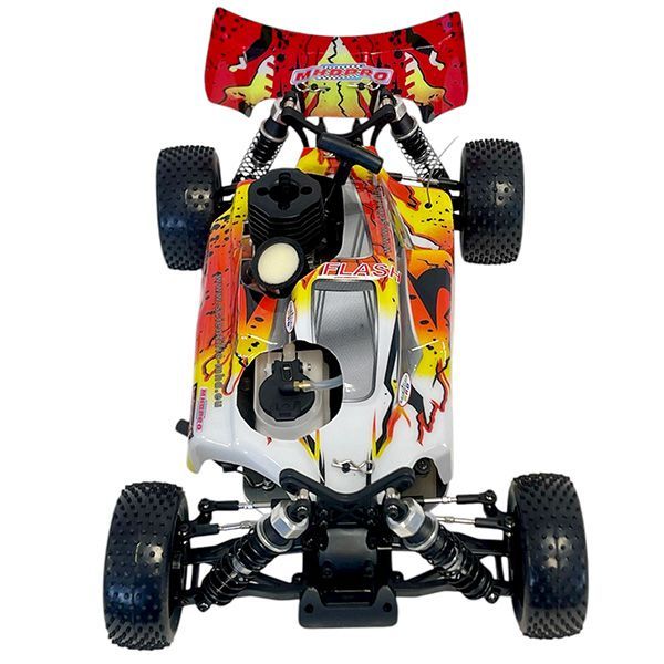 Buggy 1/10 thermique MHD Flash carrosserie jaune et rouge