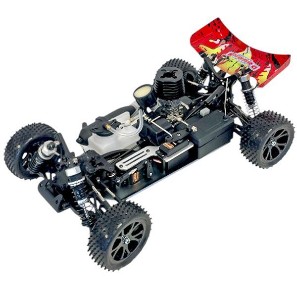 Buggy 1/10 thermique MHD Flash carrosserie jaune et rouge