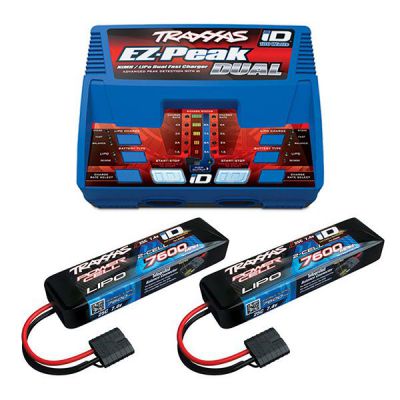 CHARGEUR DOUBLE EZ-PEAK + 2X LI-PO 7.4V 7600MAH TRAXXAS