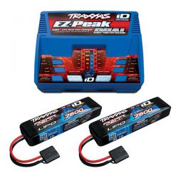 CHARGEUR DOUBLE EZ-PEAK + 2X LI-PO 7.4V 7600MAH TRAXXAS