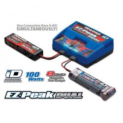 CHARGEUR DOUBLE EZ-PEAK + 2X LI-PO 7.4V 7600MAH TRAXXAS