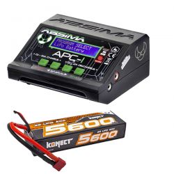 Chargeur polyvalent Absima APC-1 + une batterie Li-Po 2S 7,4V 5600mAh