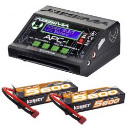 Chargeur polyvalent Absima APC-1 10A + 2 batteries Li-Po 2S 7,4V 5600mAh
