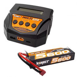 Chargeur polyvalent Konect Muti100 10A + batterie Li-Po 2S 7,4V 5600mAh 60C