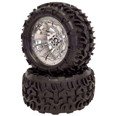 FTX pneus coll�s sur jantes chrom�es pour Carnage 1/10