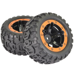 FTX pneus collés sur jantes orange pour Tracer monster truck FTX9742