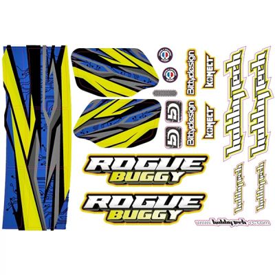 Hobbytech planche de stickers autocollants pour Rogue Buggy jaune STICK-RGBUG-YE