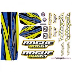 Hobbytech planche de stickers autocollants pour Rogue Buggy jaune STICK-RGBUG-YE