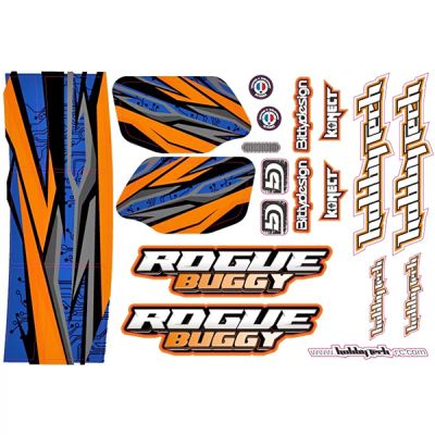 Hobbytech planche de stickers autocollants pour Rogue Buggy orange STICK-RGBUG-OR