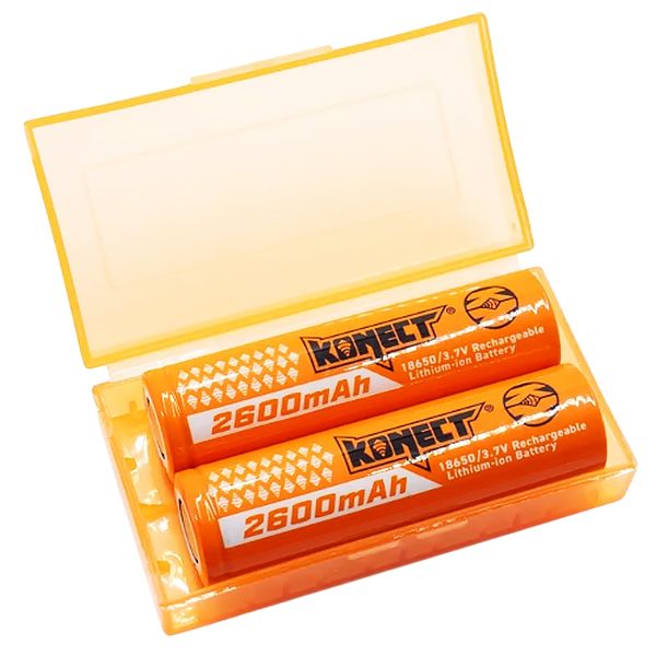 Konect batteries Li-Ion type 18650 2600mAh avec boite de rangement KN-LI-18650-2600