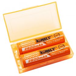 Konect batteries Li-Ion type 18650 2600mAh avec boite de rangement KN-LI-18650-2600