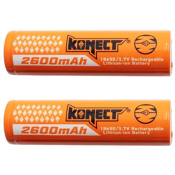 Konect batteries Li-Ion type 18650 2600mAh avec boite de rangement KN-LI-18650-2600