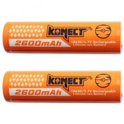 Konect batteries Li-Ion type 18650 2600mAh avec boite de rangement KN-LI-18650-2600