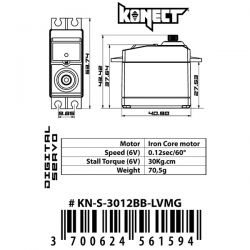 Konect lot de deux servos pignons m&eacute;tal 15kg et 30kg