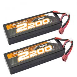 Lot de 2 batteries Li-Po Konect 2S 2200mAh 7.4V 25C prise Dean