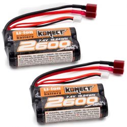 Lot de deux batteries 7,4V 2600mAh Li-Ion pour STX MTX Pirate Buster et Bonzai 1/12