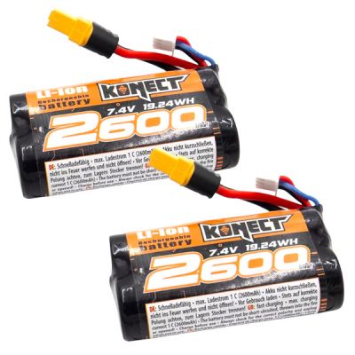 Lot de deux batteries 7,4V 2600mAh Li-Ion XT60 pour SBX et STX G2 Funtek