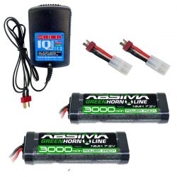 Lot de deux batteries Absima Ni-Mh 3000mAh 7,2V + chargeur automatique Orion 1A