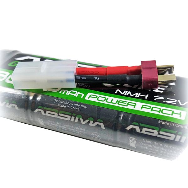 Absima lot de deux batteries Ni-Mh 7,2V 4200mAh prise Dean +  adaptateurTamiya