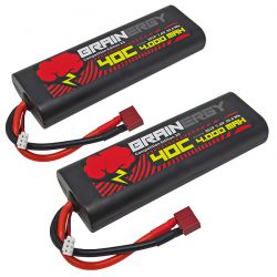 Lot de deux batteries li-po 2s 7.4v 4000mah 45c dean