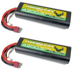 Lot de deux batteries Li-Po 2S 7.4V 4200mAh 25C prise Dean