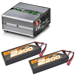 Pack chargeur Absima cube 5A 50W + deux batteries Li-Po 2S 7,4V 2200mAh