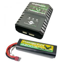 Pack chargeur Absima LC-2.0 25W + 1 batterie Li-Po 2S 7,4V 4200mAh