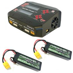 Pack chargeur double Hrc Dual-Star V3.0 + 2 batteries Li-Po 7,4v 2S 6000mAh