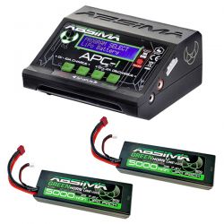 Pack chargeur polyvalent Absima APC-1 + 2 batterie Li-Po 2S 7,4V 5000mAh