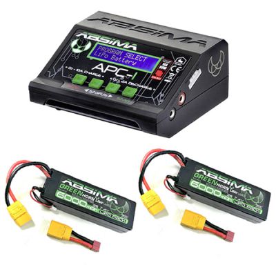 Pack chargeur polyvalent Absima APC-1 + 2 batteries Li-Po 2S 7,4V 6000mAh