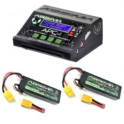 Pack chargeur polyvalent Absima APC-1 + 2 batteries Li-Po 2S 7,4V 6000mAh