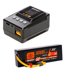 Pack chargeur Spektrum intelligent + une batterie Spektrum Smart G2 Li-Po 2S 7,4V 5000mAh prise IC3