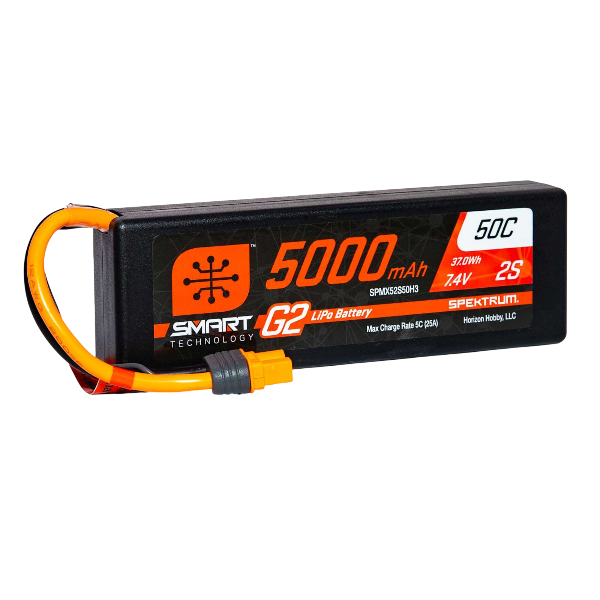 Pack chargeur Spektrum intelligent + une batterie Spektrum Smart G2 Li-Po 2S 7,4V 5000mAh prise IC3