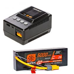 Pack chargeur Spektrum intelligent + une batterie Spektrum Smart G2 Li-Po 2S 7,4V 5000mAh prise IC5