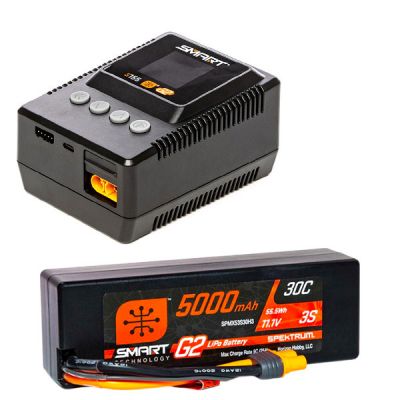 Pack chargeur Spektrum intelligent + une batterie Spektrum Smart G2 Li-Po 3S 11,1V 5000mAh prise IC3