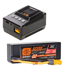Pack chargeur Spektrum intelligent + une batterie Spektrum Smart G2 Li-Po 3S 11,1V 5000mAh prise IC3