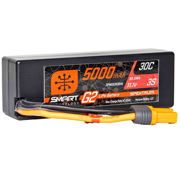 Pack chargeur Spektrum intelligent + une batterie Spektrum Smart G2 Li-Po 3S 11,1V 5000mAh prise IC3